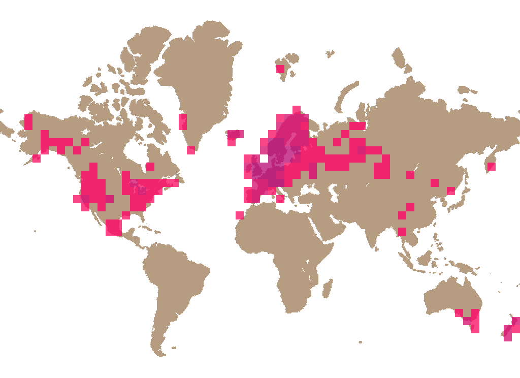 Downy milk cap (Lactarius pubescens) distribution info